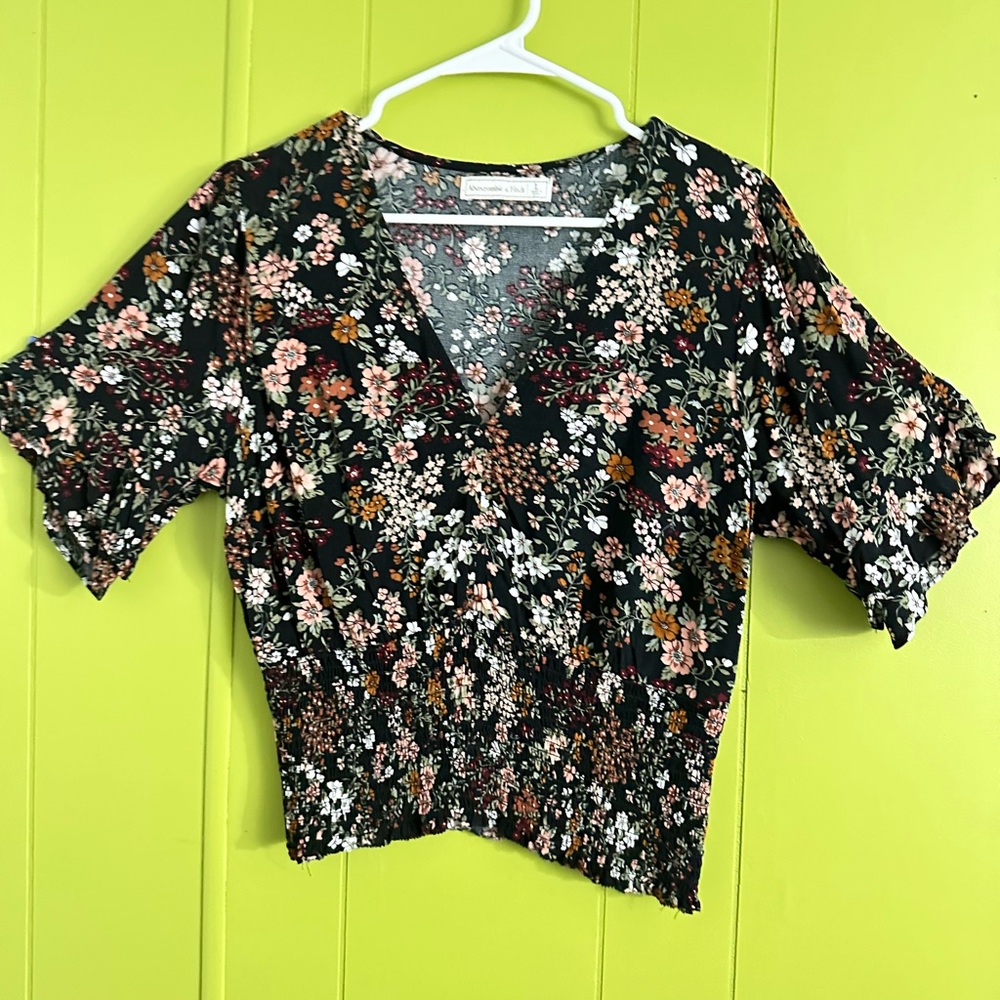 Floral Black Top